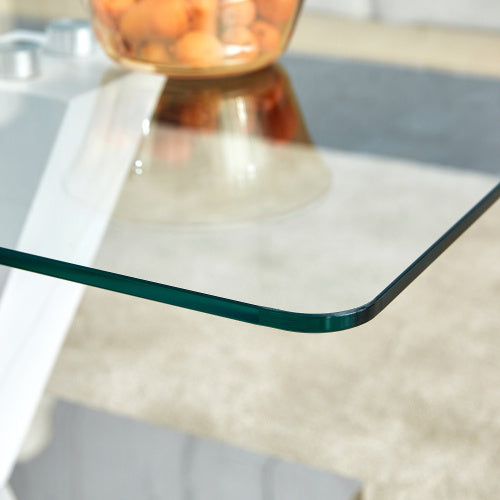 LuxeGlass™ – Modern Minimalist Coffee Table with Tempered Glass Top &