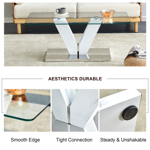 LuxeGlass™ – Modern Minimalist Coffee Table with Tempered Glass Top &