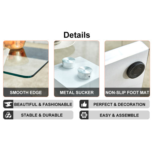 LuxeGlass™ – Modern Minimalist Coffee Table with Tempered Glass Top &