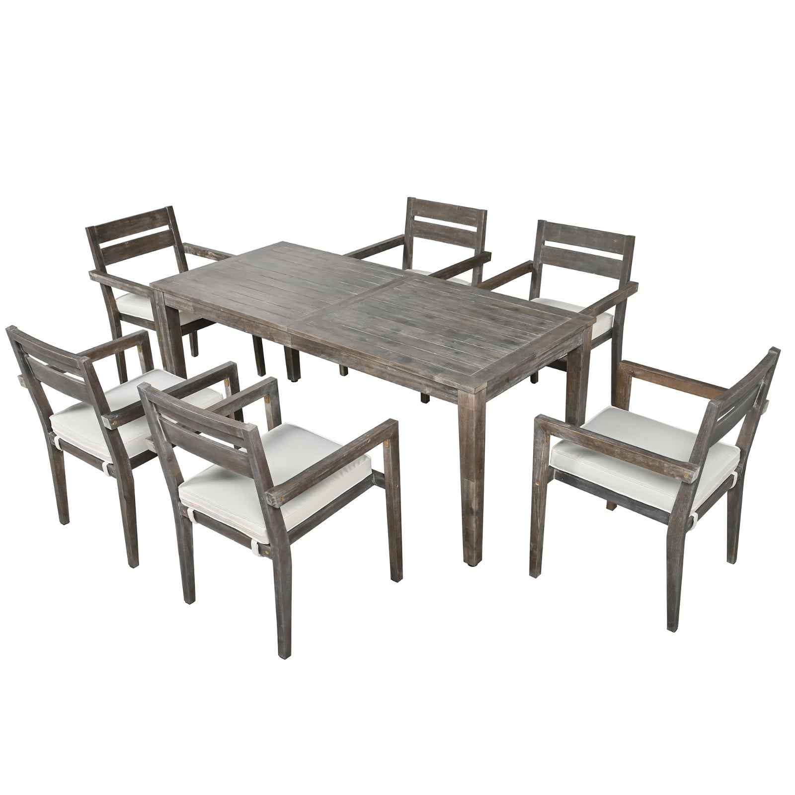 LuneluX_Home - Premium Hardwood Style Outdoor Dining Set Grey