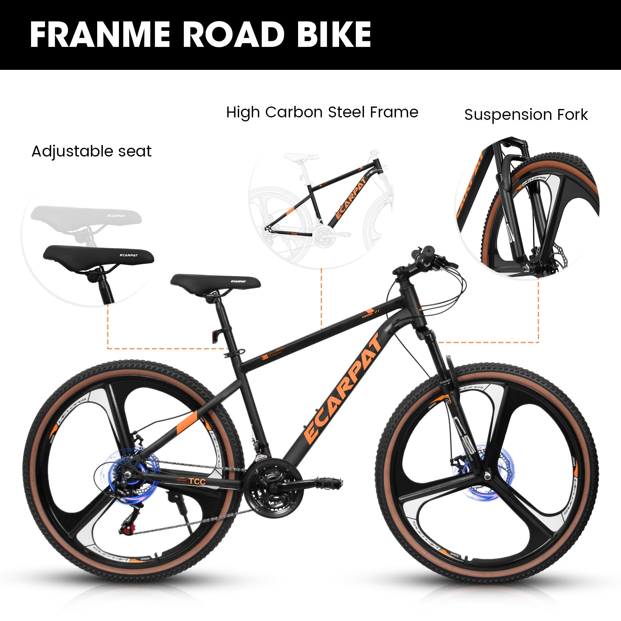 Ecarpat™ Racing Pro – 27.5" Hybrid MTB (21-Speed, Dual Disc,