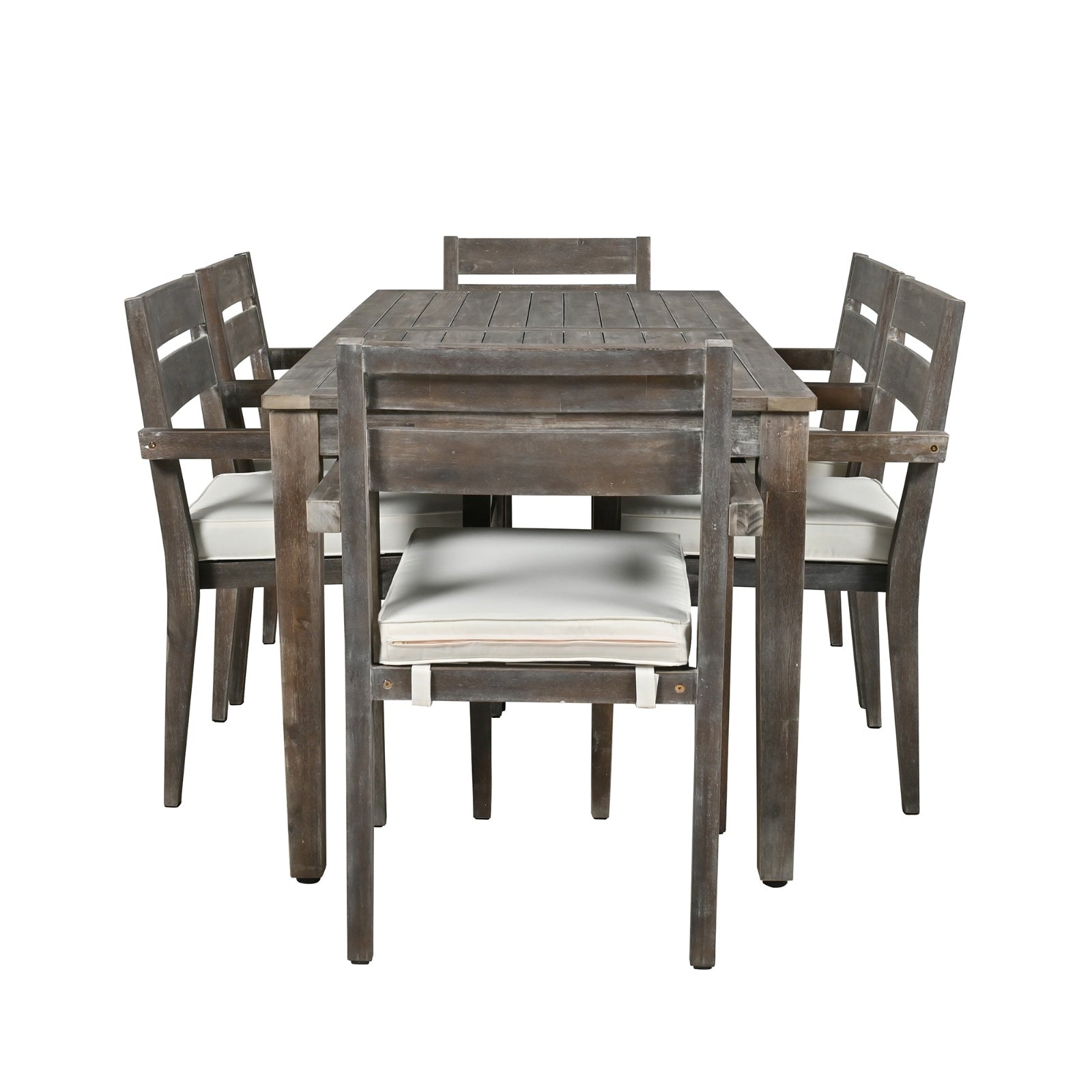 LuneluX_Home - Premium Hardwood Style Outdoor Dining Set Grey