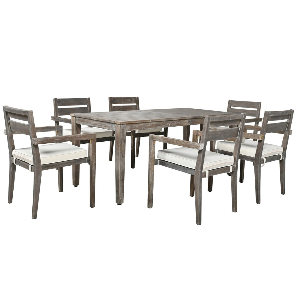 LuneluX_Home - Premium Hardwood Style Outdoor Dining Set Grey