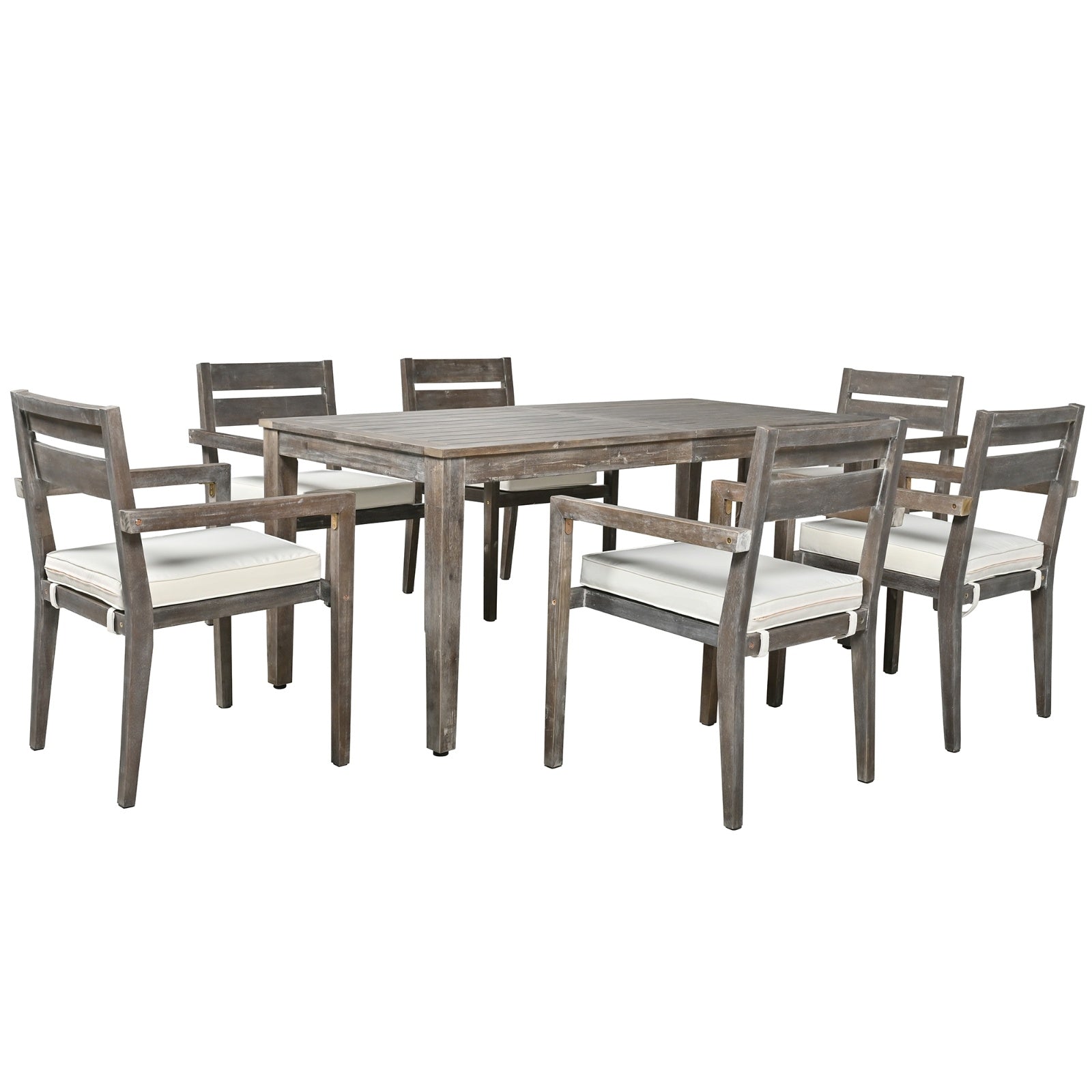 LuneluX_Home - Premium Hardwood Style Outdoor Dining Set Grey