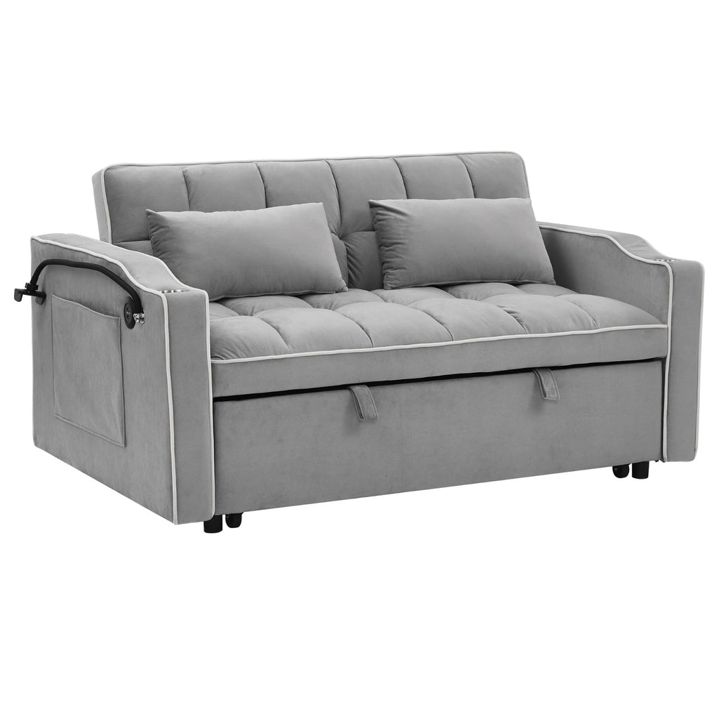LuneluX_Home – 55.5" Foldable Velvet Sofa Bed Adjustable in 3
