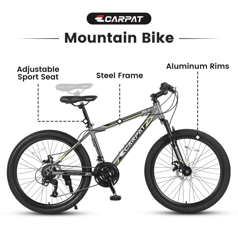Carpat Kids City-Cruizer – 24" Mountain Bike with 21-Speed Shimano &