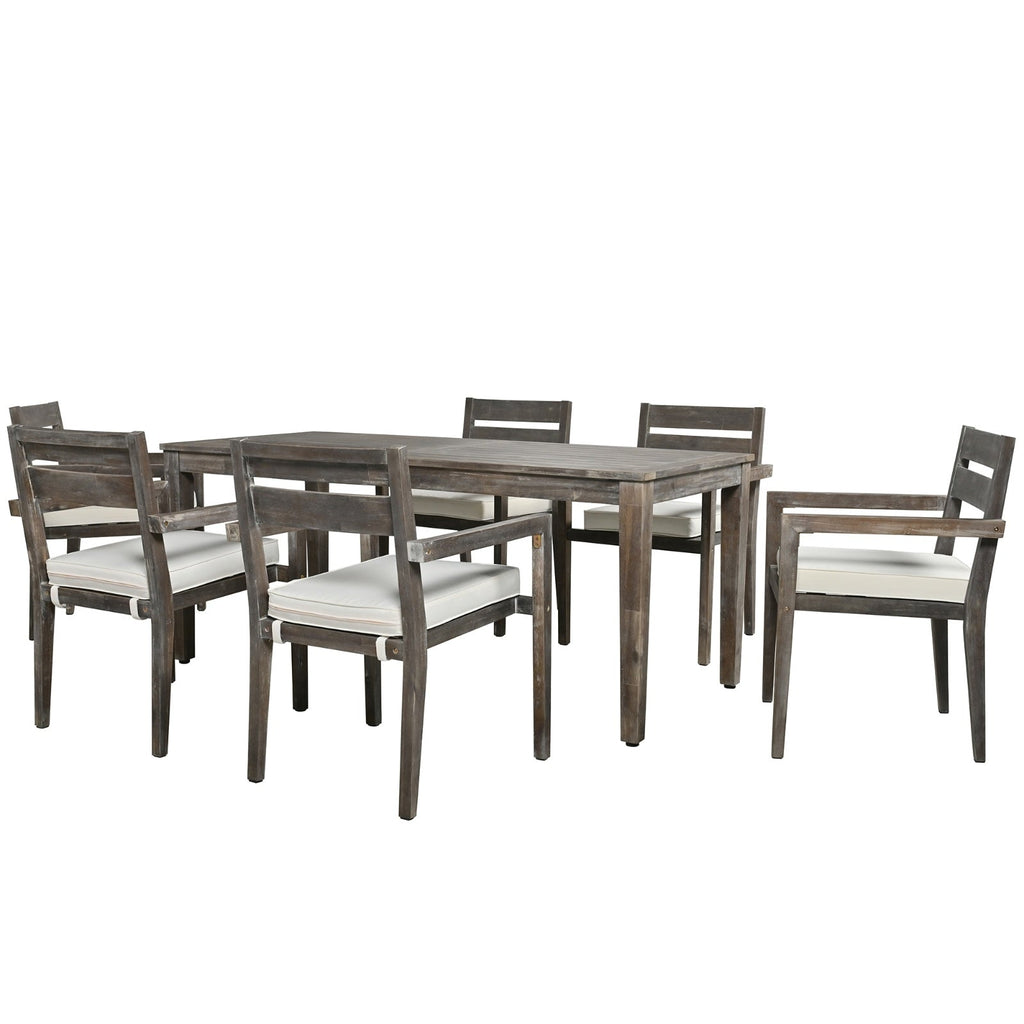 LuneluX_Home - Premium Hardwood Style Outdoor Dining Set Grey
