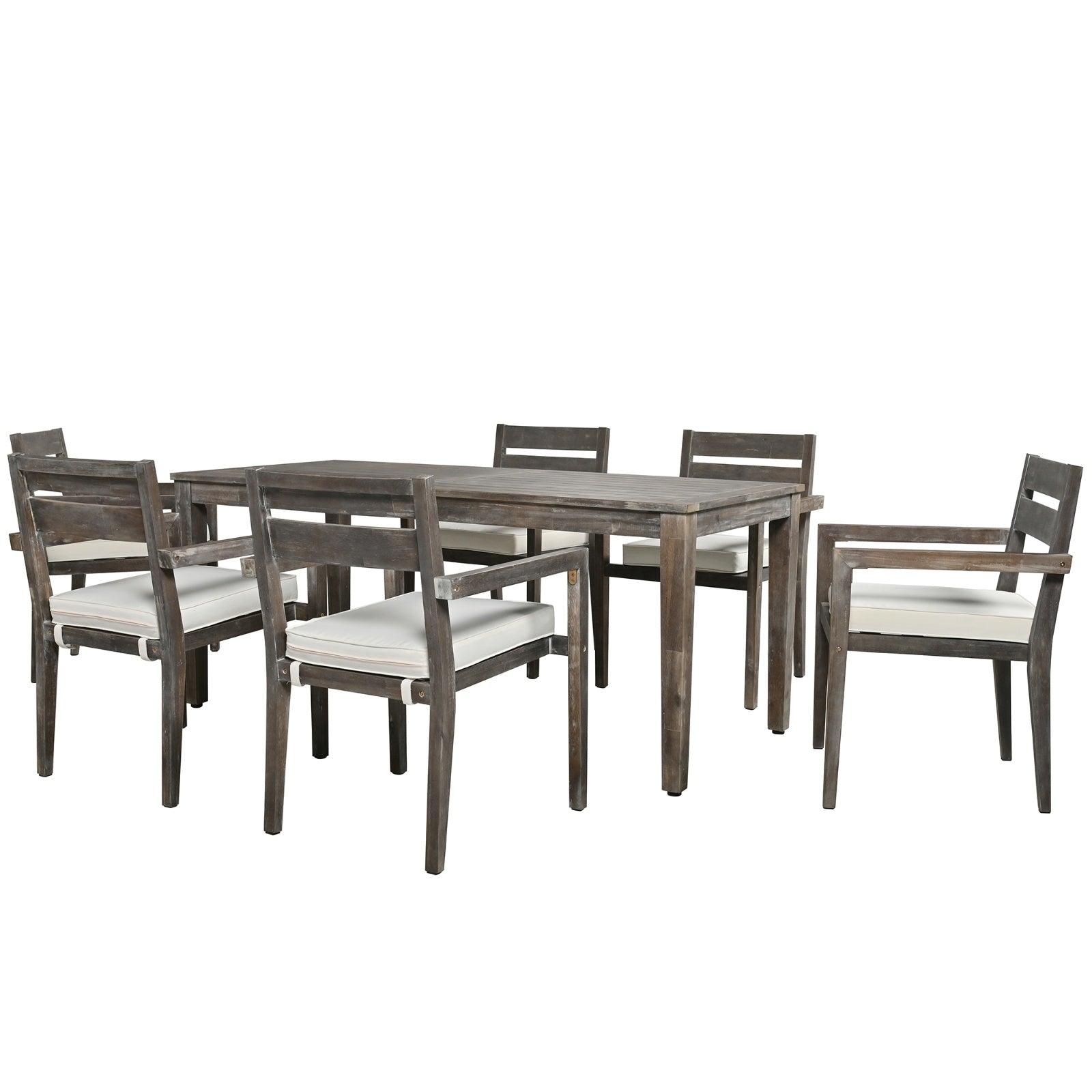 LuneluX_Home - Premium Hardwood Style Outdoor Dining Set Grey