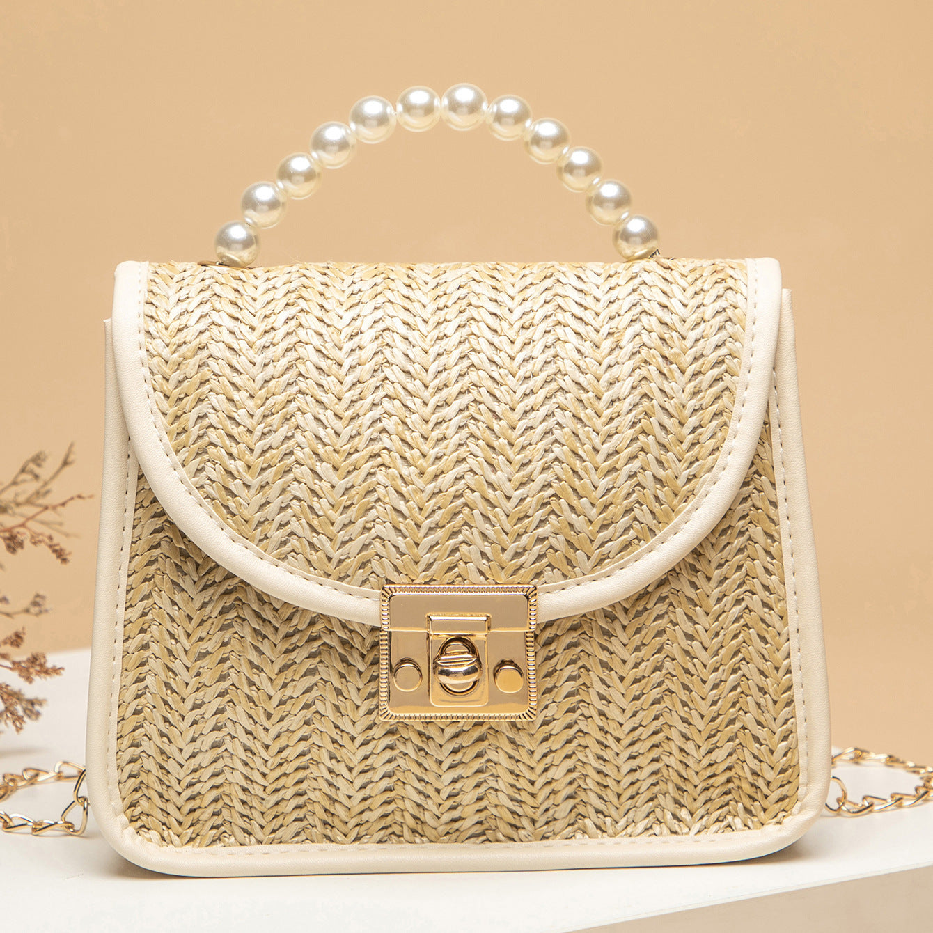 SolunaWeave™ – Petite Pearl Straw Bag