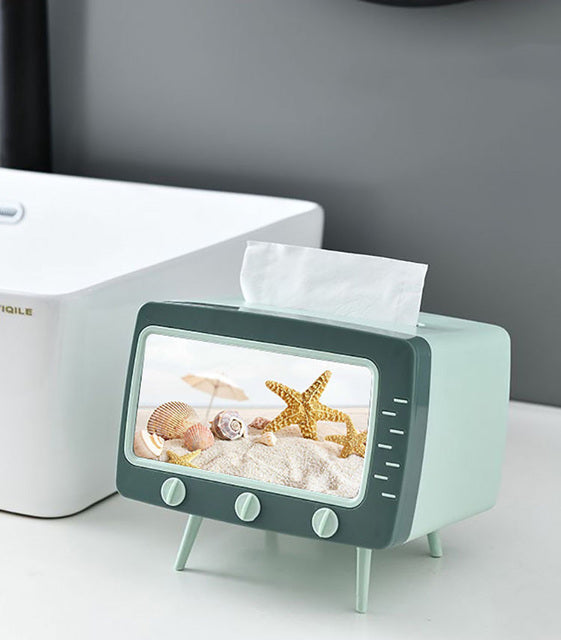 Household Tissue Storage Box Mobile Phone Stand Holder TV Tissue Box