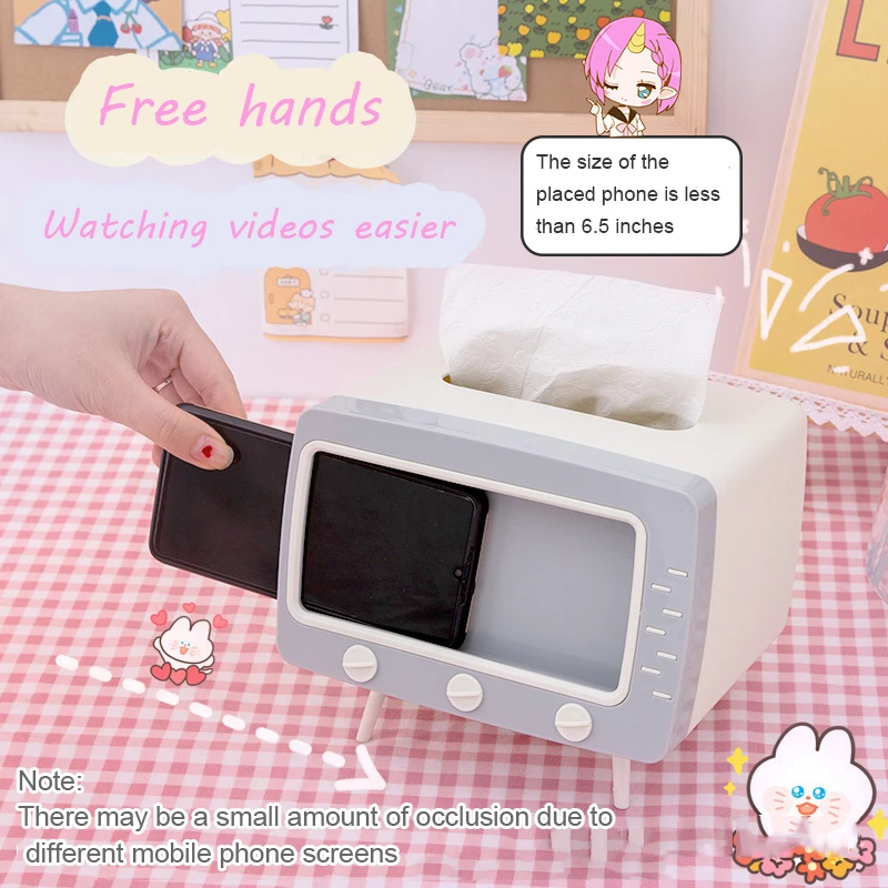 Household Tissue Storage Box Mobile Phone Stand Holder TV Tissue Box