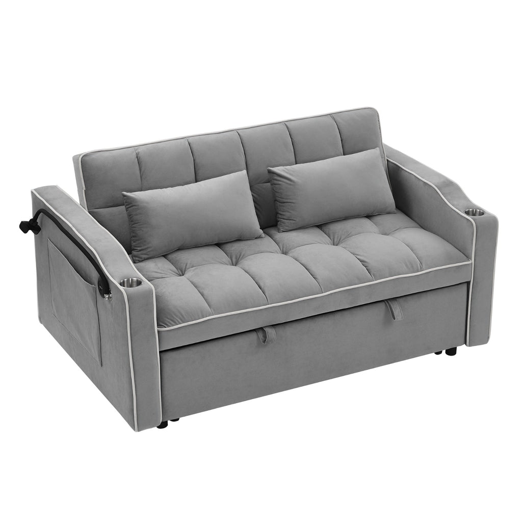 LuneluX_Home – 55.5" Foldable Velvet Sofa Bed Adjustable in 3