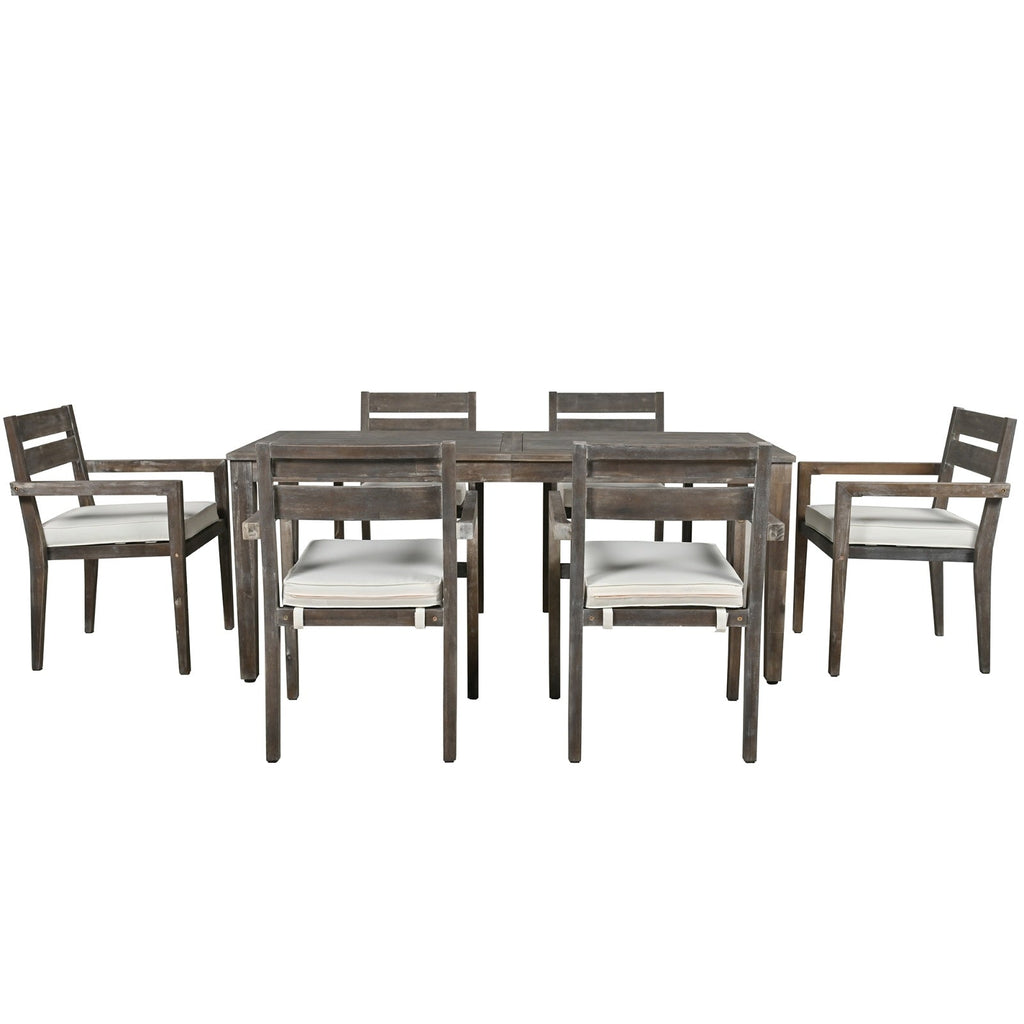 LuneluX_Home - Premium Hardwood Style Outdoor Dining Set Grey